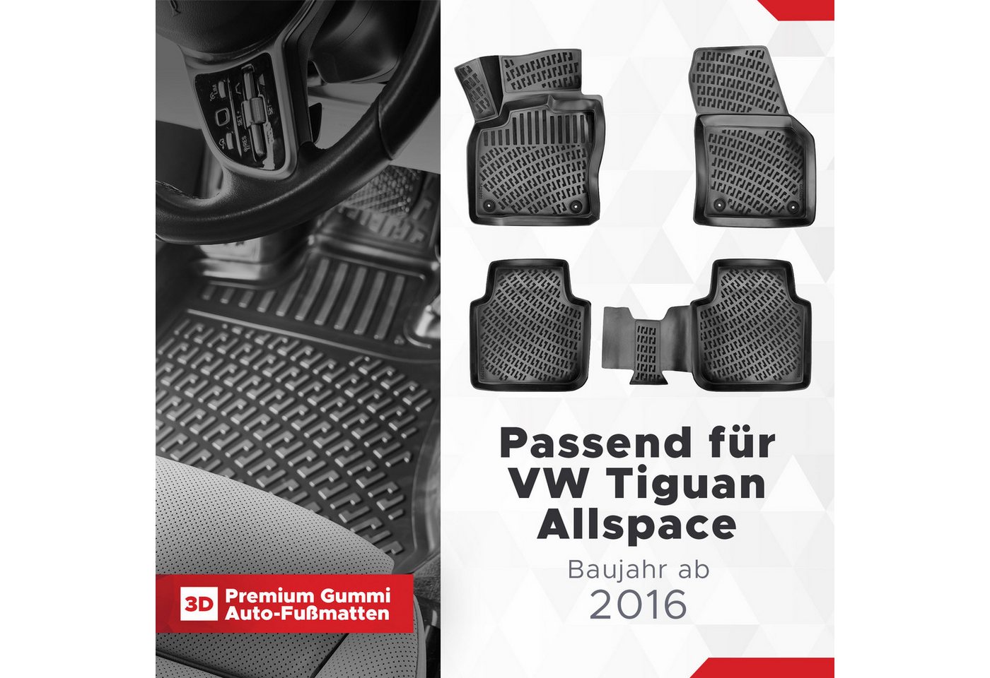 fussmattenprofi.com Auto-Fußmatte 3D Auto Fussmatten für VW Tiguan Allspace 2017-2024 (1 St), für Volkswagen Volkswagen Tiguan Bild 4