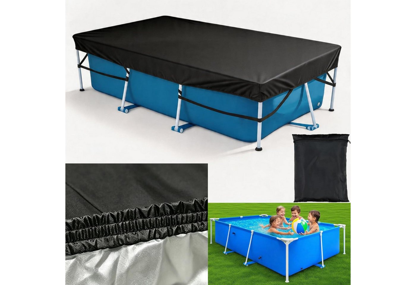 FELIXLEO Pool-Abdeckplane Poolabdeckung 400 x 210 cm Rechteckig Solarabdeckung Blau Bild 2