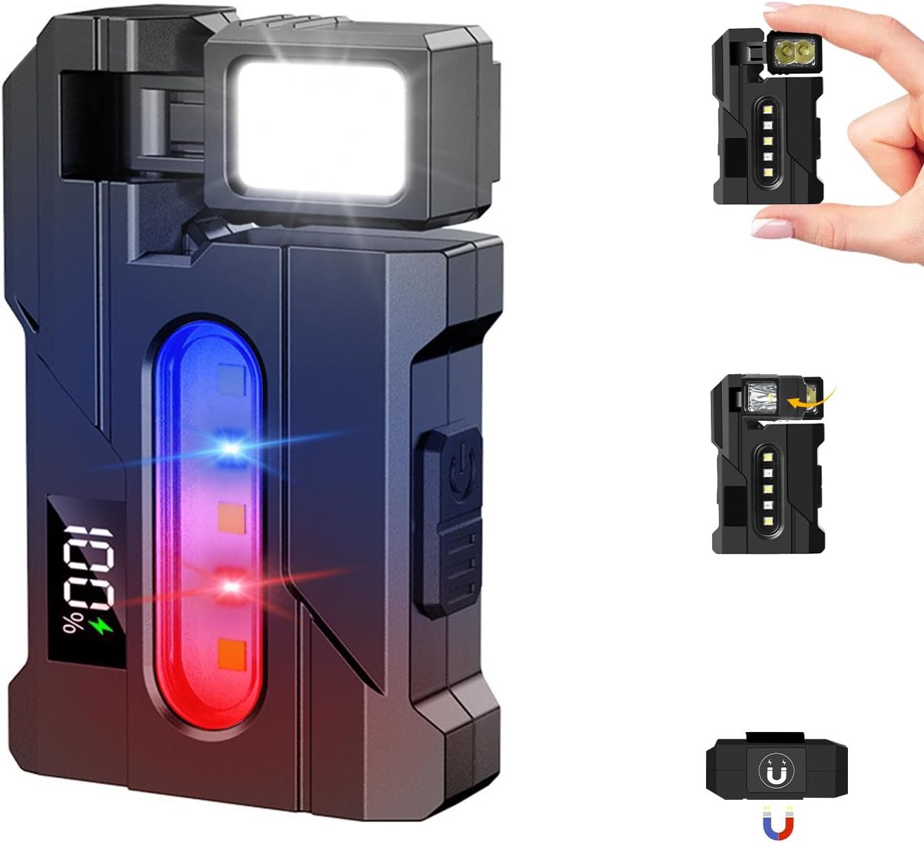 ibettertec LED Taschenlampe LED Taschenlampe Dual-Licht mit 7 Modi 900 Lumen Clip,IPX4,Magnetische, Tragbare Mini Flashlight für Stirnlampen, Wandern, Notfäll, Outdoor Bild 3