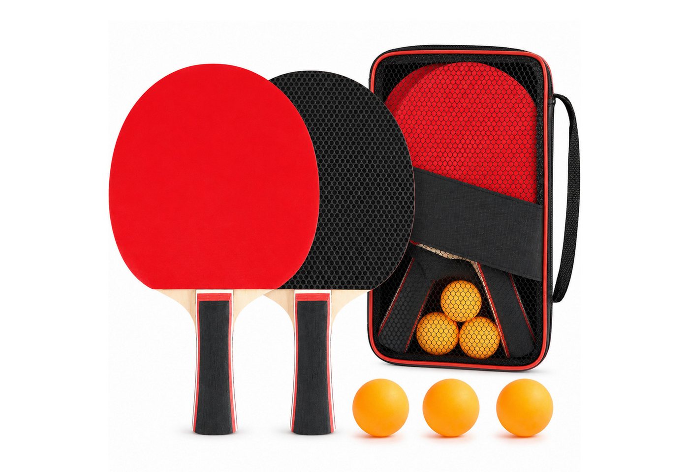 AKKEE Tischtennisschläger Set mit 2 Tischtennisschlägern, 3 Tischtennisbälle und Tragetasche, für Fortgeschrittene, Anfänger und Familienunterhaltung Bild 4