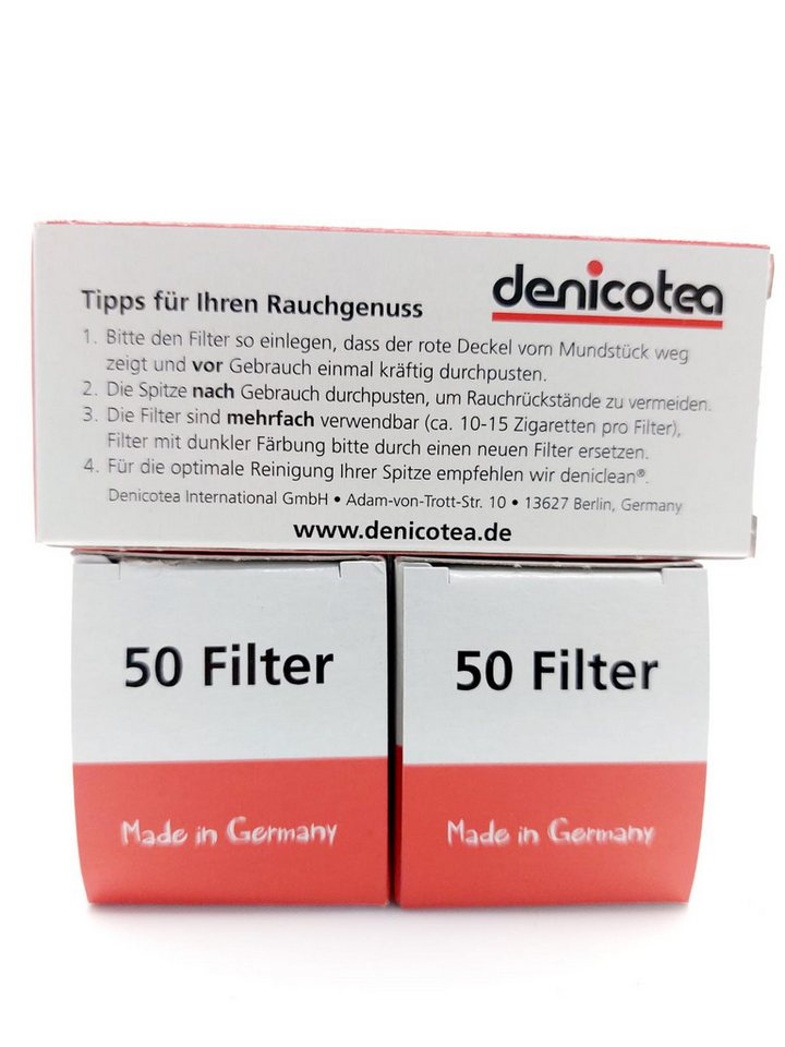 meytrade Aktivkohlefilter Denicotea Filter 3 x 50 Stück Zigaretten Spitzen Pfeife Zigarette, 150 Zigarettenspitzen Bild 3