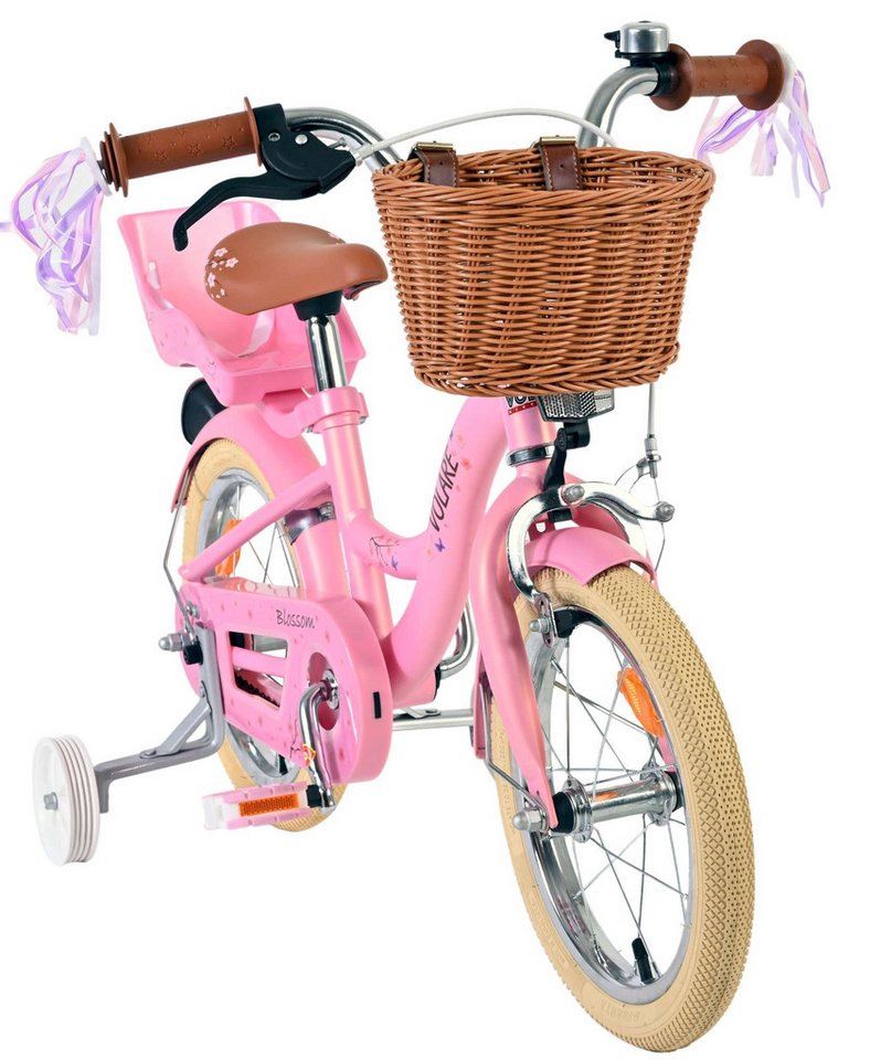 Volare Kinderfahrrad Blossom Mädchen 14 Zoll Rosa – mit Puppensitz & Stützrädern, 5–5 Jahre Bild 3
