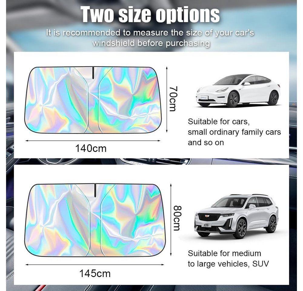 FELIXLEO Autosonnenschutz 140x70cm Sonnenschutz Auto Frontscheibe Innen, Faltbar UV Schutz M Bild 4
