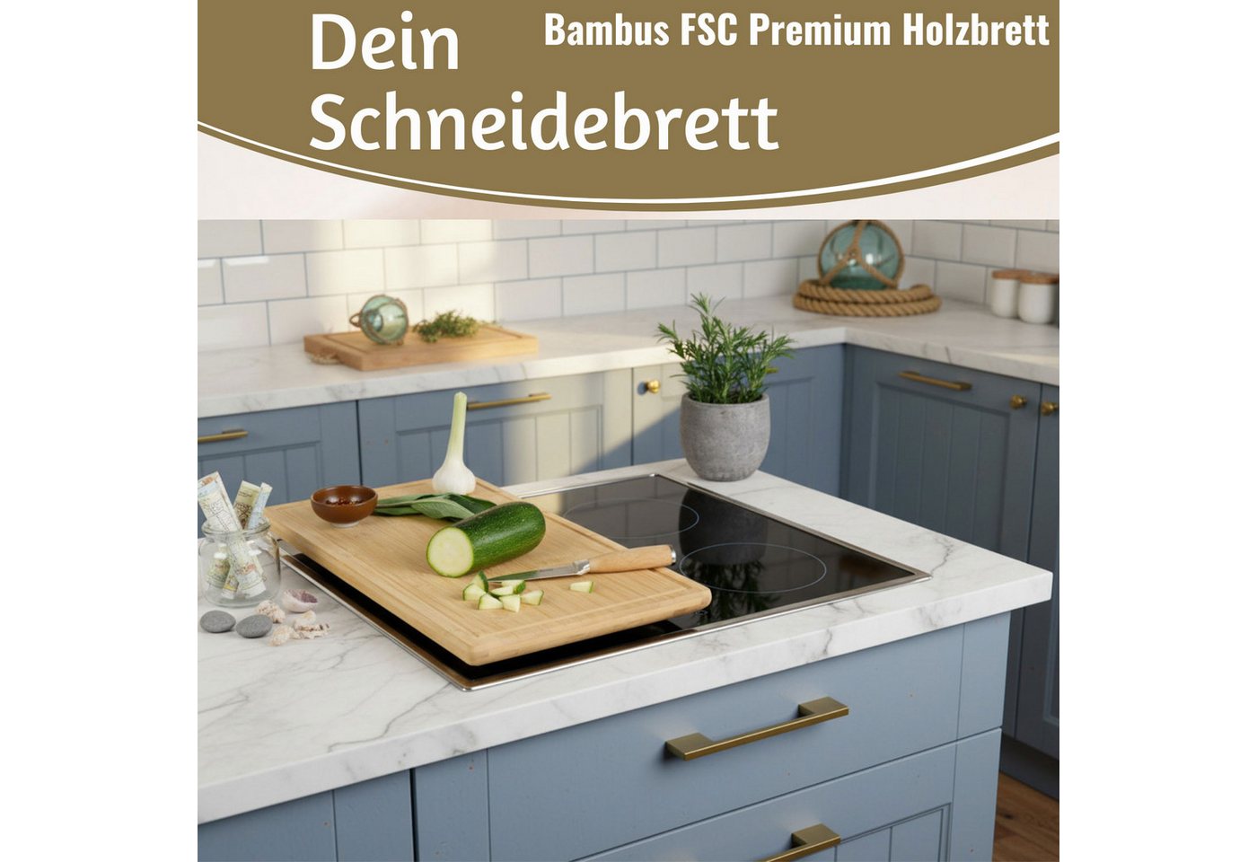 LS-LebenStil Schneide- und Abdeckplatte XL Holz Schneidebrett Herdabdeckplatte 50x28cm Bambus Küchenbrett Holz, Holz, (Tranchierbrett mit Saftrinne, Küchenbrett Holzbrett Servierbrett, 1 tlg., Schneideplatte Kochfeld Ceranfeld Herdabdeckplatte), FSC Bambus