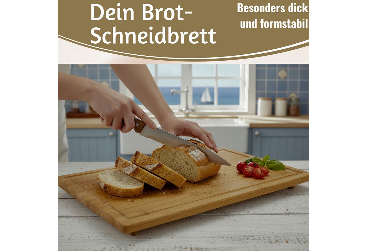 LS-LebenStil Schneide- und Abdeckplatte XL Holz Schneidebrett Herdabdeckplatte 50x28cm Bambus Küchenbrett Holz, Holz, (Tranchierbrett mit Saftrinne, Küchenbrett Holzbrett Servierbrett, 1 tlg., Schneideplatte Kochfeld Ceranfeld Herdabdeckplatte), FSC Bambus Bild 2