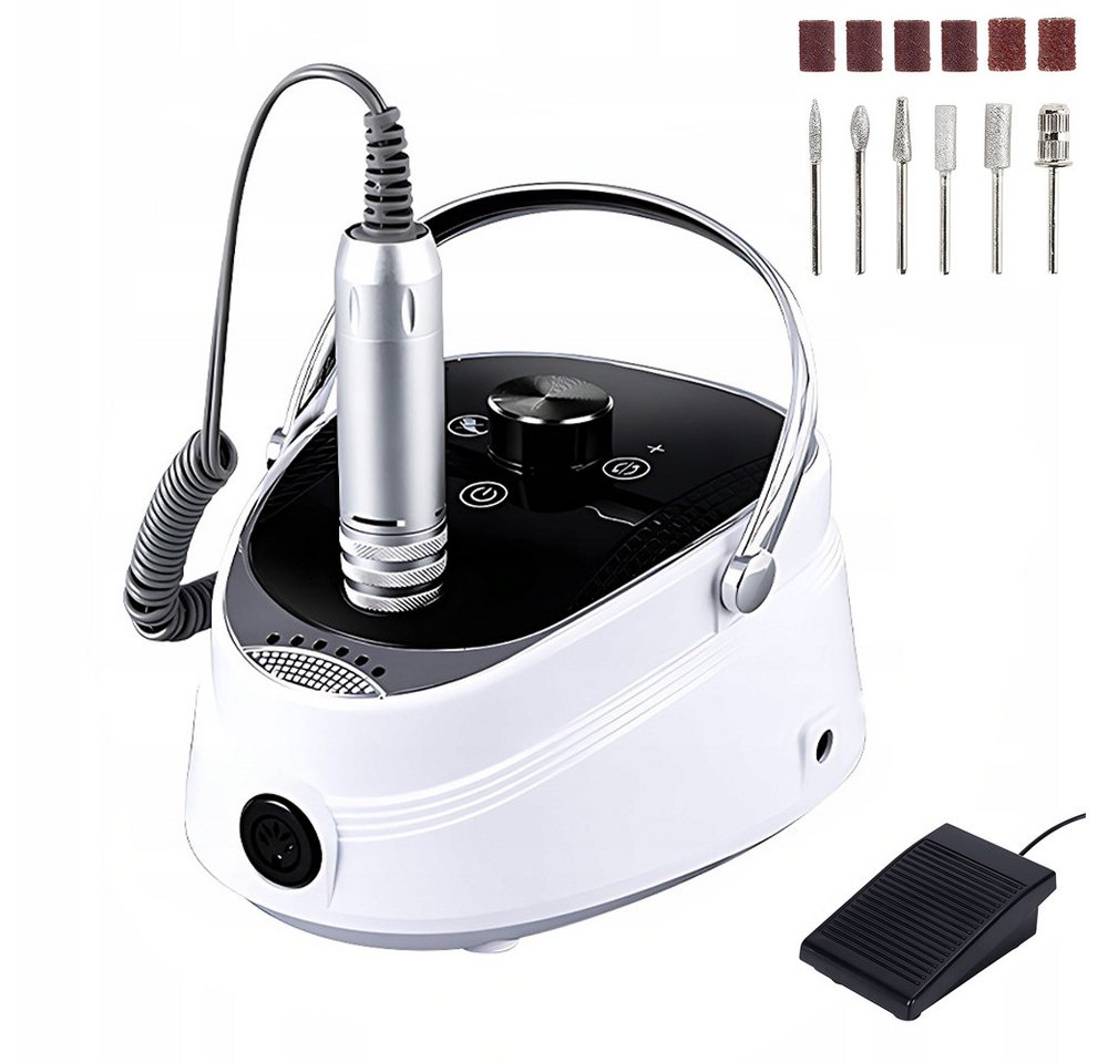 AKKEE Maniküre-Pediküre-Set Elektrischer Nagelfräser Nagelfeile Set LED-Displays und Touchscreens, Profi Nagelfräser, Fräser für Gelnägel, Fußpedal, 12 Zubehören