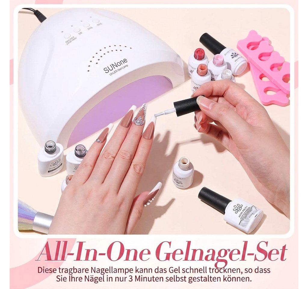 Born Pretty Lichthärtungsgerät Gel Nagellack Set 47-teilig mit 12 Farben UV LED Lampe 48W, 47-tlg., 47-teiliges Gel-Nagellack-Set mit 12 Farben und UV/LED-Lampe, 12 Farben, 48W UV/LED-Lampe, Base Coat, Top Coat