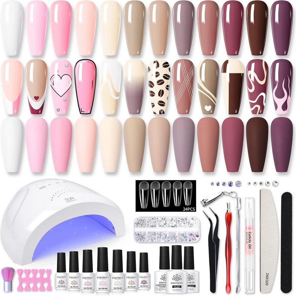 Born Pretty Lichthärtungsgerät Gel Nagellack Set 47-teilig mit 12 Farben UV LED Lampe 48W, 47-tlg., 47-teiliges Gel-Nagellack-Set mit 12 Farben und UV/LED-Lampe, 12 Farben, 48W UV/LED-Lampe, Base Coat, Top Coat Bild 2