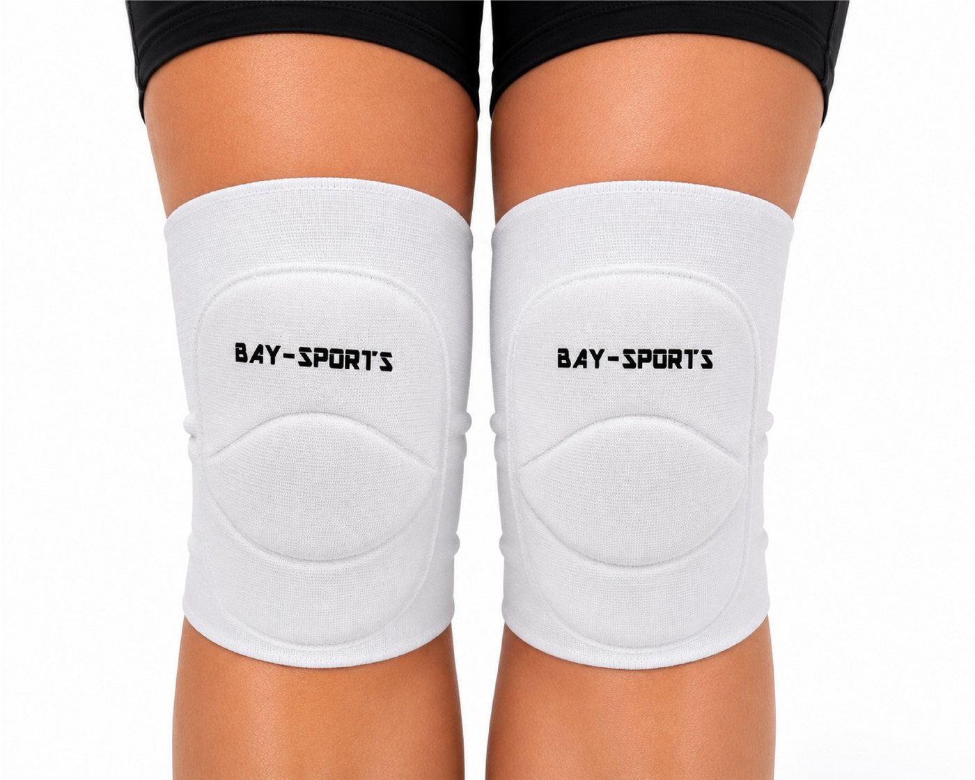 BAY-Sports Knieprotektor Knieschützer Knieschoner Knieschutz Kniepolster Bandage KNEE ATTACK (Paar), stabilisierend, stoßdämpfend, elastisch, atmungsaktiv, Weiß Bild 4