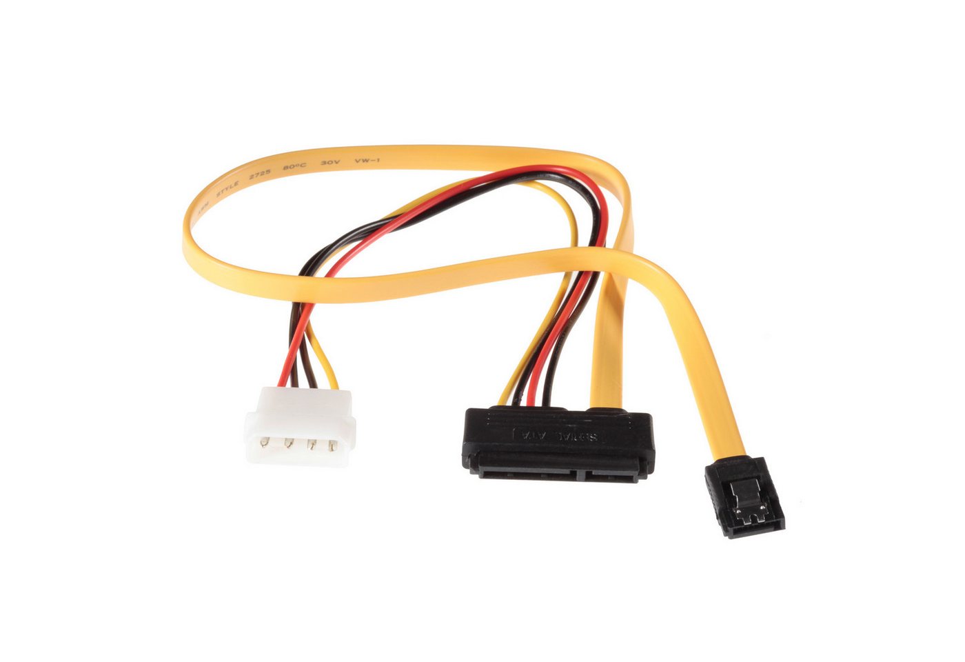 Poppstar SATA 3 HDD SSD Dualkabel Stromkabel, Molex, SATA, bis 6 Gbit/s, Y-Kabel mit Datenkabel (50cm) + Stromkabel (30cm)