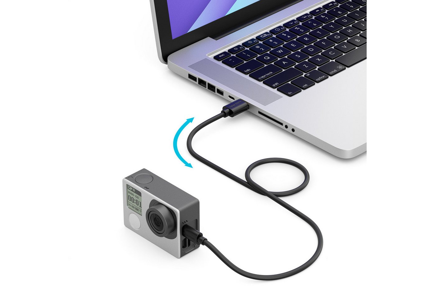 deleyCON deleyCON 0,30m Mini USB 2.0 Datenkabel - USB A-Stecker zu Mini USB-Kabel Bild 2