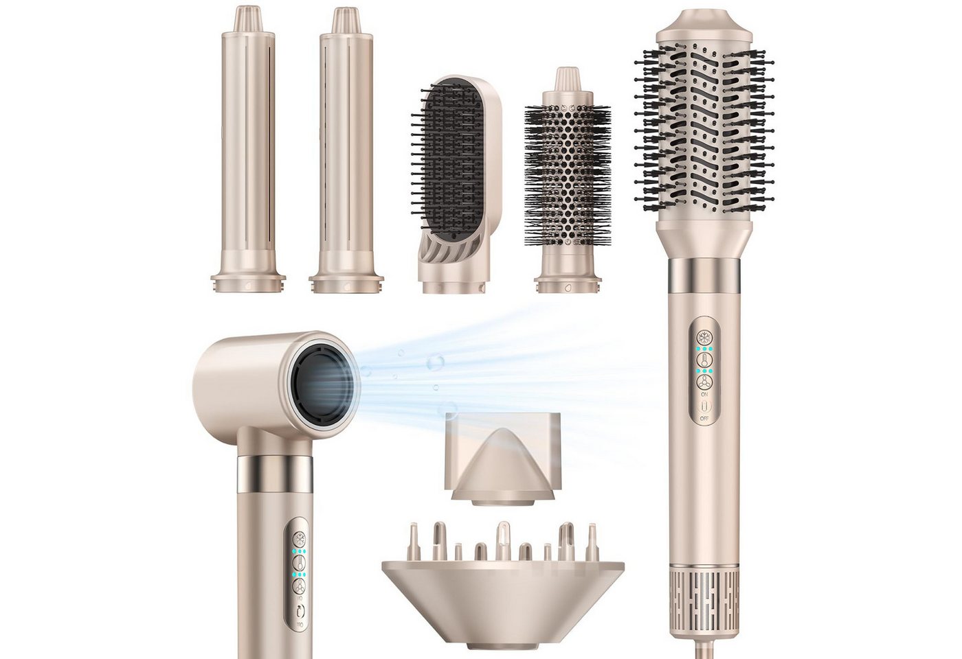 MOPUEA Multihaarstyler 8-in-1 Haartrockner mit Aufsätzen & Warmluftbürste Set, 110.000 U/min Hochgeschwindigkeits-Haarstyler Bild 3
