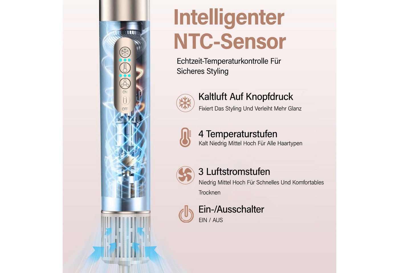 MOPUEA Multihaarstyler 8-in-1 Haartrockner mit Aufsätzen & Warmluftbürste Set, 110.000 U/min Hochgeschwindigkeits-Haarstyler Bild 5