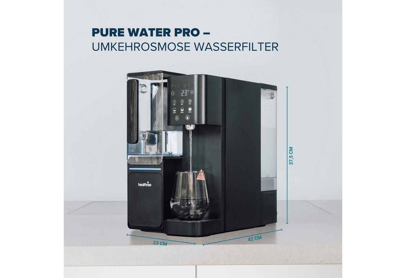 Health Rise Wasserfilter Pure Water Pro, Umkehrosmoseanlage, schwarz, extra Karaffe Bild 5