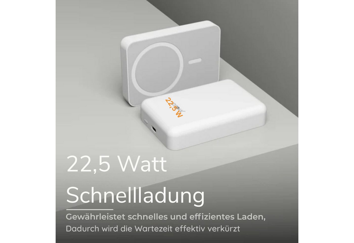 Vivitar 10.000mAh Powerbank, 22,5-W-Schnellladung 15W wireless Ladung Powerbank Drahtlose Powerbank für unterwegs, kompatibel mit Android und Apple tragbarer Akku mit Schnellladefunktion 10000 mAh, leistungsstarke magnetische Powerbank mit LED-Anzeige, USB-C-Anschluss
