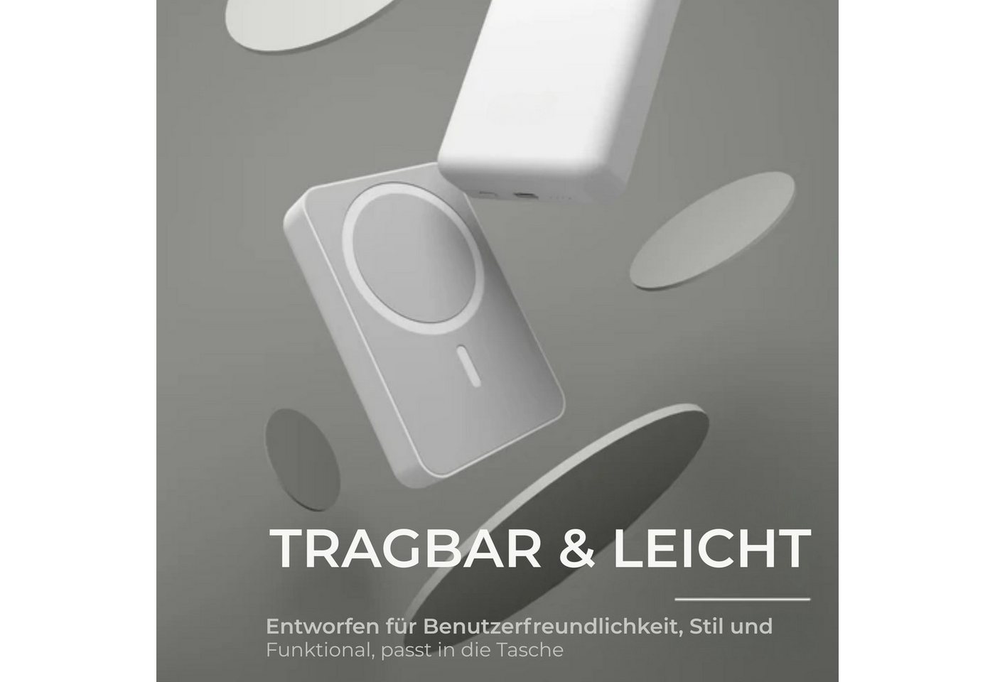 Vivitar 10.000mAh Powerbank, 22,5-W-Schnellladung 15W wireless Ladung Powerbank Drahtlose Powerbank für unterwegs, kompatibel mit Android und Apple tragbarer Akku mit Schnellladefunktion 10000 mAh, leistungsstarke magnetische Powerbank mit LED-Anzeige, USB-C-Anschluss Bild 2