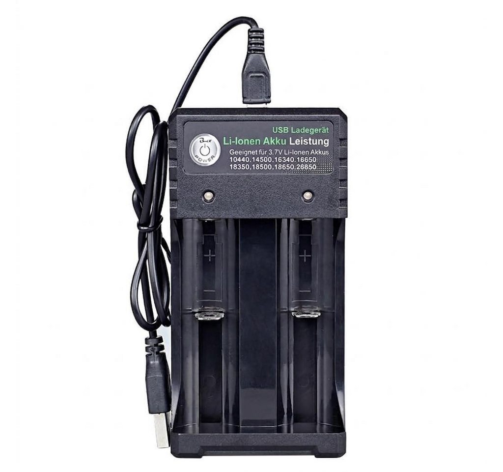 GarveeMore USB‑Doppel‑Ladegerät für 3,7V Lithium‑Akkus, unabhängige Schächte Rundzellen-Lader (Mehrfachschutz, kompatibel mit 18650‑26650 und weiteren Typen)