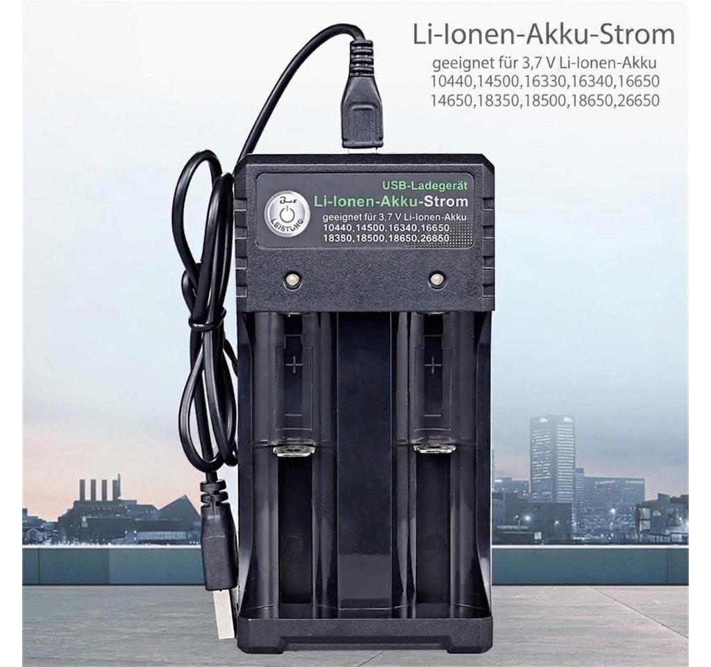 GarveeMore USB‑Doppel‑Ladegerät für 3,7V Lithium‑Akkus, unabhängige Schächte Rundzellen-Lader (Mehrfachschutz, kompatibel mit 18650‑26650 und weiteren Typen) Bild 3