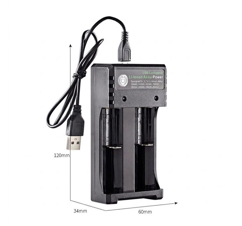 GarveeMore USB‑Doppel‑Ladegerät für 3,7V Lithium‑Akkus, unabhängige Schächte Rundzellen-Lader (Mehrfachschutz, kompatibel mit 18650‑26650 und weiteren Typen) Bild 4