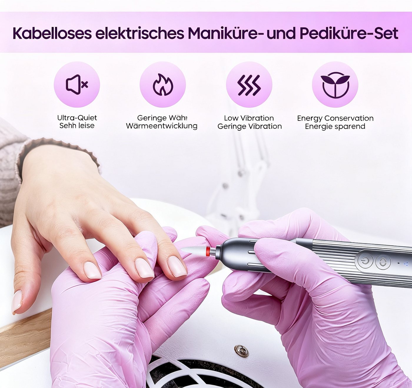 inschimmer Maniküre-Pediküre-Set Nagelfräser Kabellose mit 6 Geschwindigkeiten für Gelnägel Acrylnägel Bild 4
