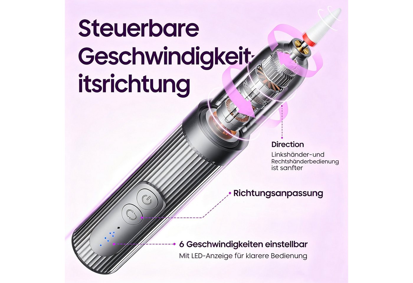 inschimmer Maniküre-Pediküre-Set Nagelfräser Kabellose mit 6 Geschwindigkeiten für Gelnägel Acrylnägel Bild 5