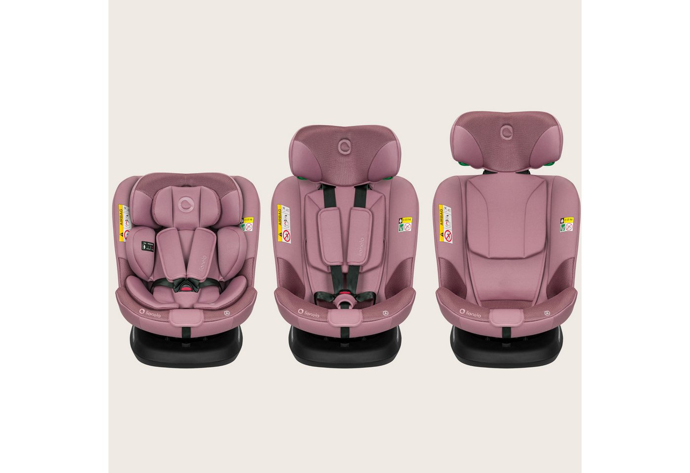 lionelo Autokindersitz BASTIAAN PLUS I-SIZE, ab: ab Geburt, bis: bis ca. 12 Jahre, ab: 40 cm, bis: 150 cm, (Autokindersitz + Verkleinerungseinlage + ISOFIX-Führungshülsen + Knopfzelle), 360°-Drehung/RWF bis 105 cm/Dri-Seat/Top-Tether-Alarm Bild 2