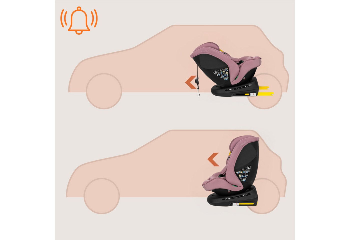 lionelo Autokindersitz BASTIAAN PLUS I-SIZE, ab: ab Geburt, bis: bis ca. 12 Jahre, ab: 40 cm, bis: 150 cm, (Autokindersitz + Verkleinerungseinlage + ISOFIX-Führungshülsen + Knopfzelle), 360°-Drehung/RWF bis 105 cm/Dri-Seat/Top-Tether-Alarm Bild 4