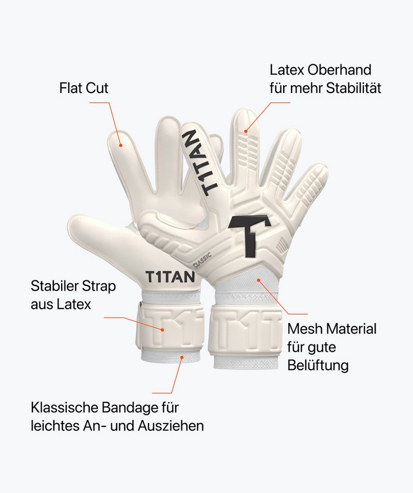 T1TAN Torwarthandschuhe Erwachsene Classic White-Out
