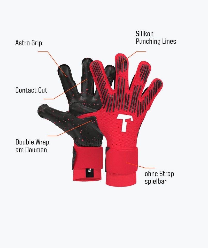 T1TAN Torwarthandschuhe Erwachsene Rebel Solar Red