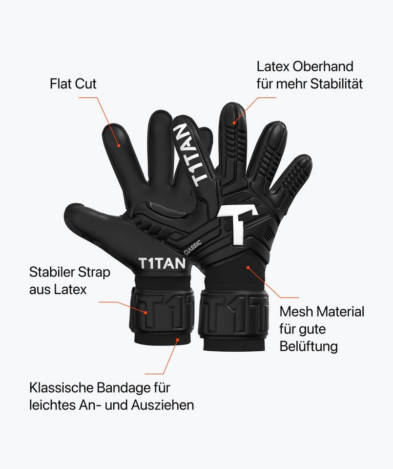 T1TAN Torwarthandschuhe Erwachsene Classic Black-Out Bild 5