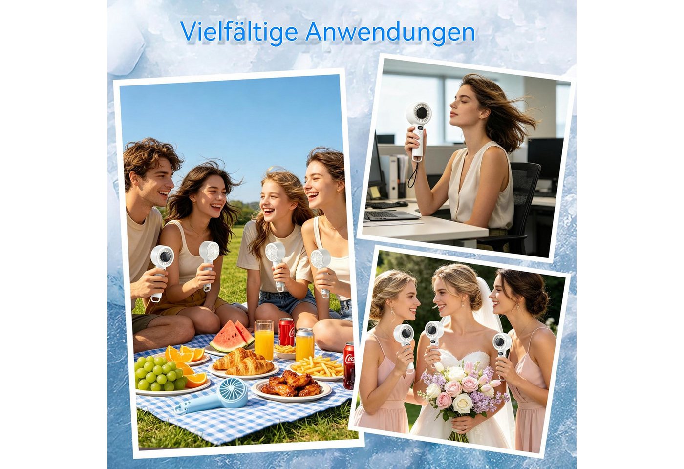 nsihing Handventilator Mini tragbarer Handventilator –Akku 5 Stufen Tischventilator, mit LED-Display, ideal für Reisen, Büro und Wimperntrocknung Bild 2