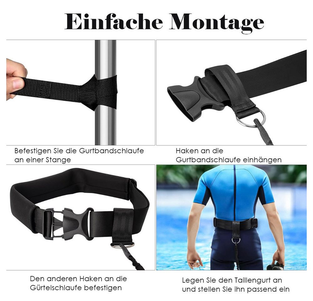 AFKSMILE Schwimmgürtel Schwimmgurt für Pool 3.5M Einstellbare Schwimmwiderstand Gürtel, Schwimmhilfe Schwimmtrainer Gürtel Leine für Kinder Erwachsene Bild 2