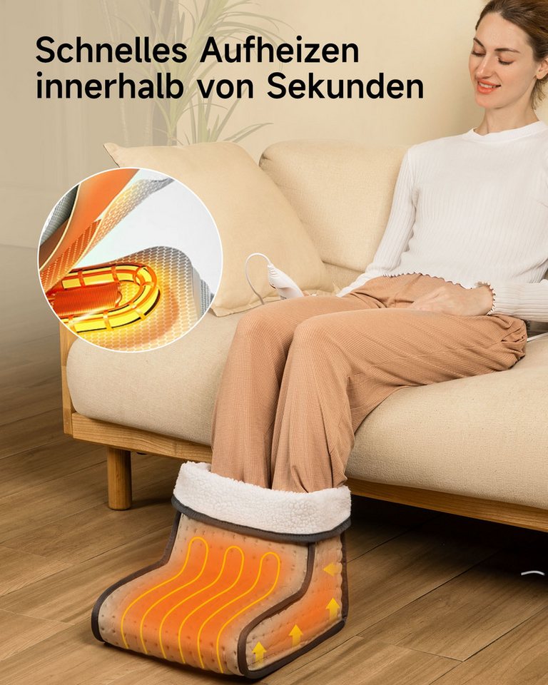 ALLJOY Elektrofußwärmer Fußwärmer elektrisch,Fußheizung,elektronisch Fußsack, Innenfutter waschbar, Schnelles Aufheizen,Großer Platz für beide Füße, Schnelles Aufheizen,Waschbares Innenfutter,Großer Platz für beide Füße