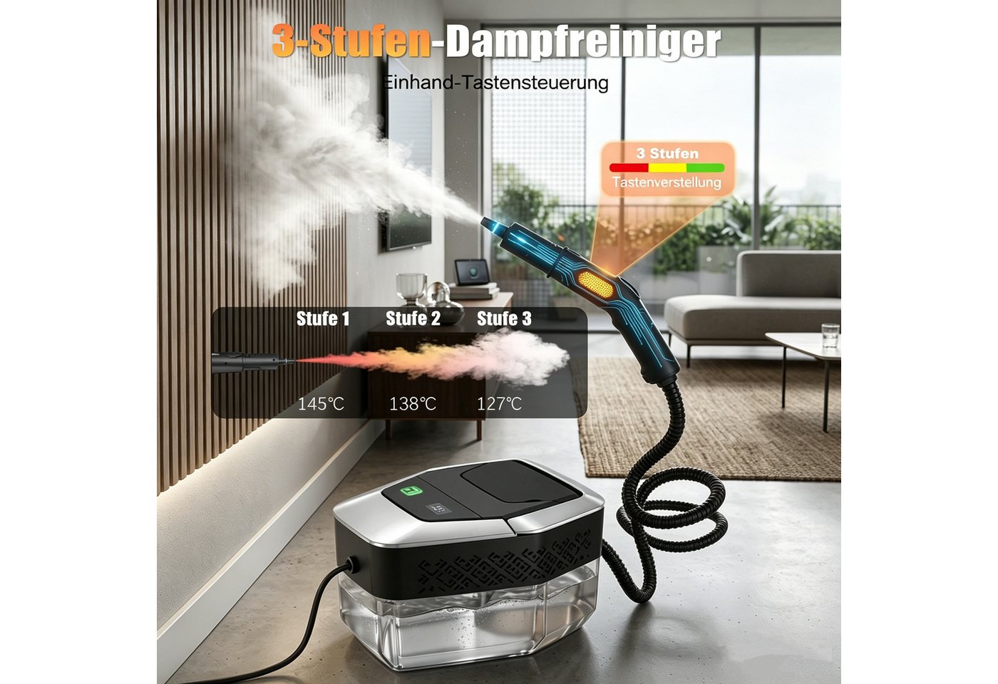 Fofile Dampfreiniger Dampfreiniger, Handdampfreiniger, tragbarer Reiniger, Küchenreiniger, 1500 W, DampfreinigerHanddampfreinigerDampfreiniger Gerät