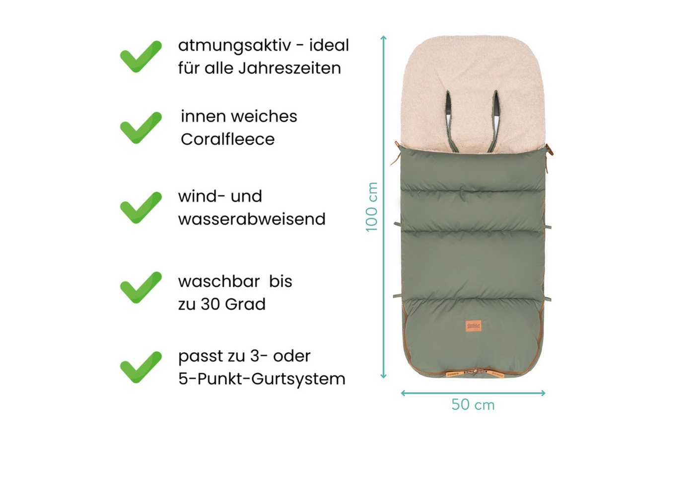 Fillikid Fußsack Winterfußsack Kinley Exklusiv, warmer Winterfußsack waschbar mit Rundum Reißverschluss und