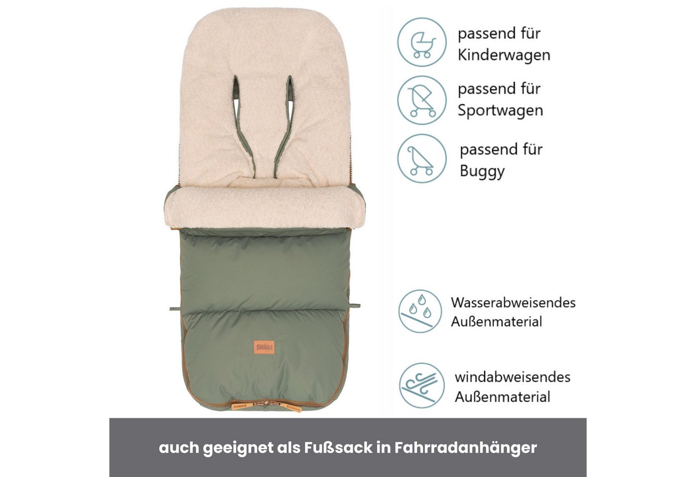 Fillikid Fußsack Winterfußsack Kinley Exklusiv, warmer Winterfußsack waschbar mit Rundum Reißverschluss und Bild 4