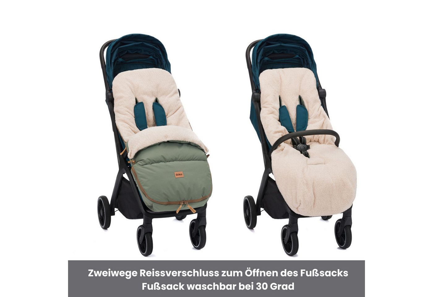 Fillikid Fußsack Winterfußsack Kinley Exklusiv, warmer Winterfußsack waschbar mit Rundum Reißverschluss und Bild 5