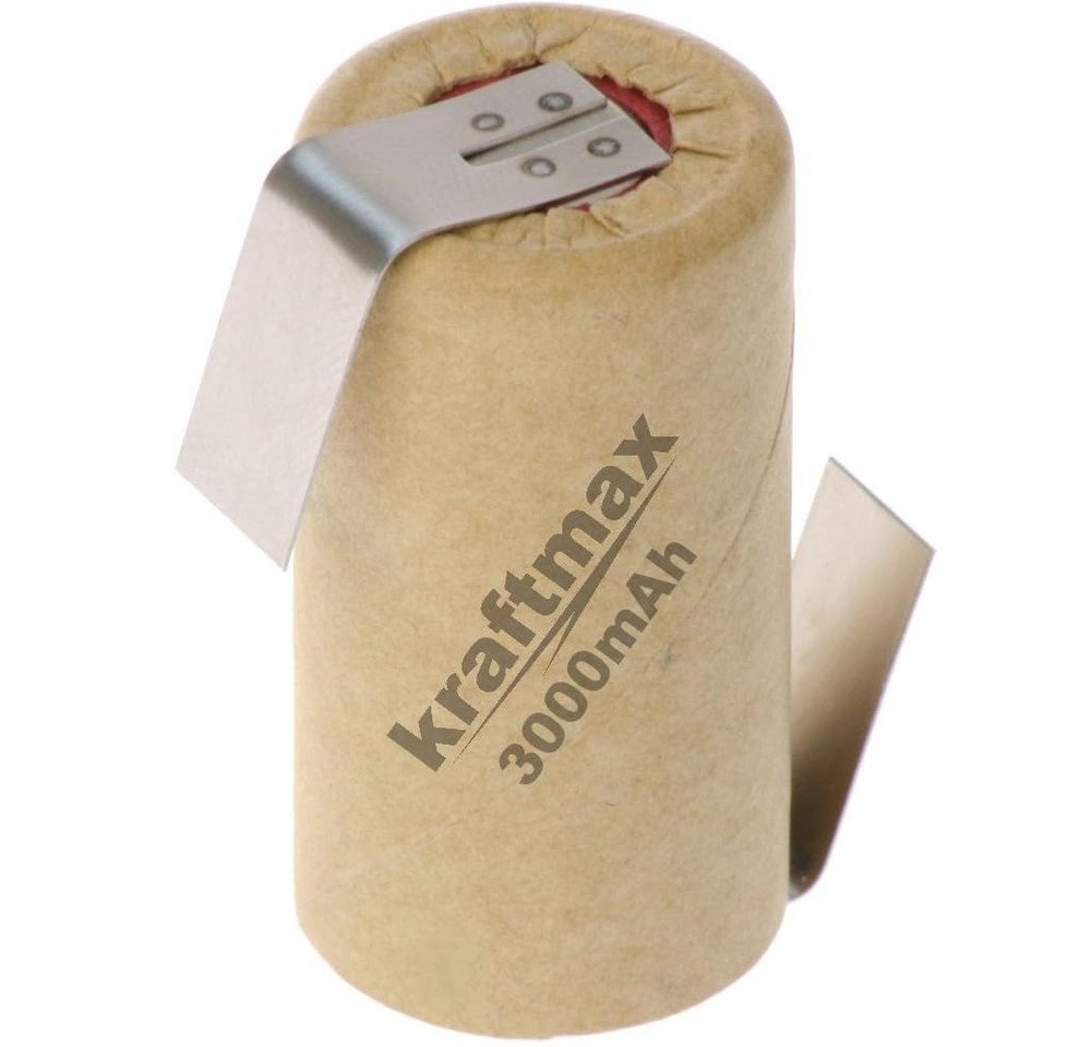 kraftmax 10x SUB-C Akku Zelle - 3000mAh / 1,2V / NIMH - mit Lötfahne Z-Form Akku Kraftmax SUB-C NiMH Akku 3000 mAh / 1,2 V Z-Lötfahne 3000 mAh (1,2V V, 1 St), Lange Lebensdauer
