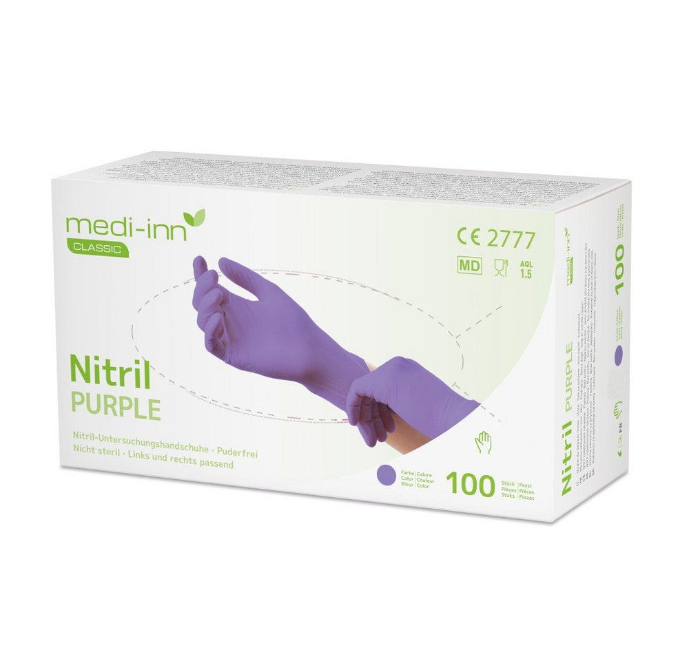 Medi-Inn Nitril-Handschuhe Nitril Purple Einmalhandschuhe lila puderfrei AQL: 1.5