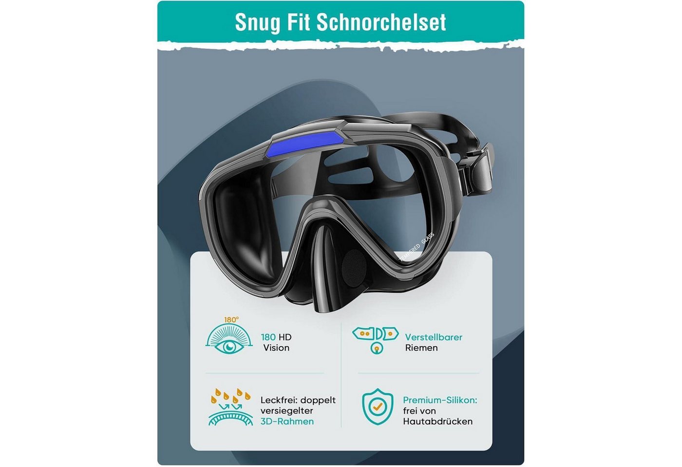 LuxusKollektion Schnorchel Schnorchelset Erwachsene Taucherbrille für Schnorcheln Schwimmen Bild 2