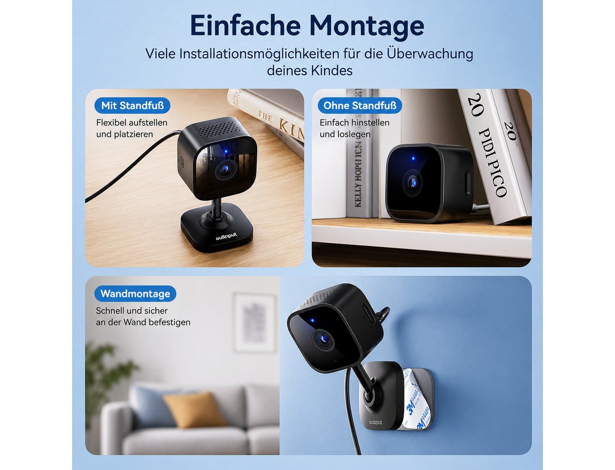 SpionProfi Überwachungskamera 2K Wlan Live Cam Mini Überwachungskamera Innen Haus Kamera (Innenbereich, Wifi IP Haus Geschäft Mini Kamera mit Bewegungsmelder & Nachtsicht) Bild 5