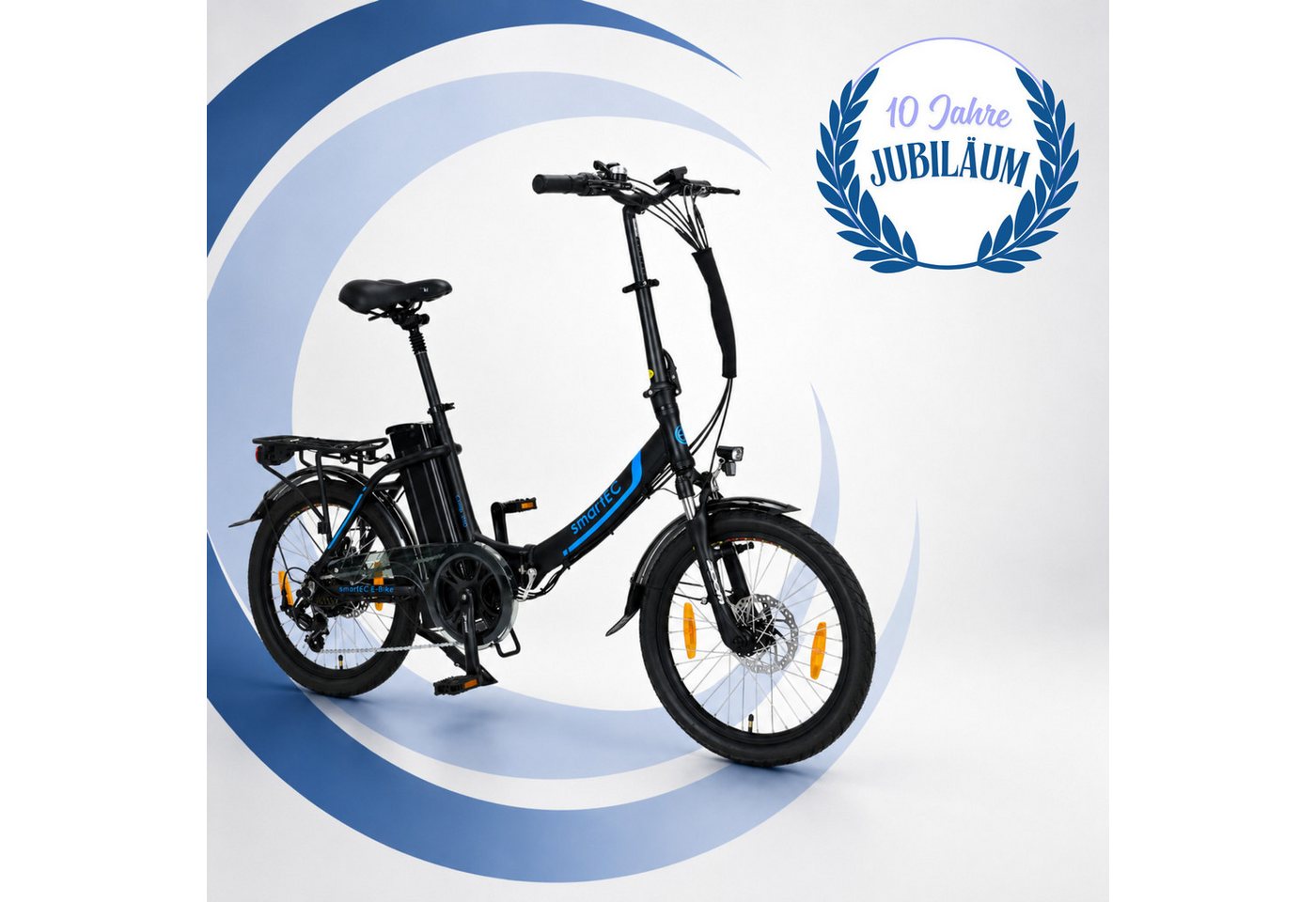 smartEC E-Bike Klapprad 20 Zoll E-Faltrad Camp-20D Pedelec Schwarz smartEC, 7 Gang Shimano Tourney Schaltwerk, Kettenschaltung, Hinterrad-Nabenmotor, 562.00 Wh, (1 Paket, 6 tlg., Akku mit Ladegerät, Akku mit Schlüssel, mit Werkzeug), Damen/Herren Unterstützung 25 km/h Anfahrhilfe Scheibenbremse StVZO Bild 5