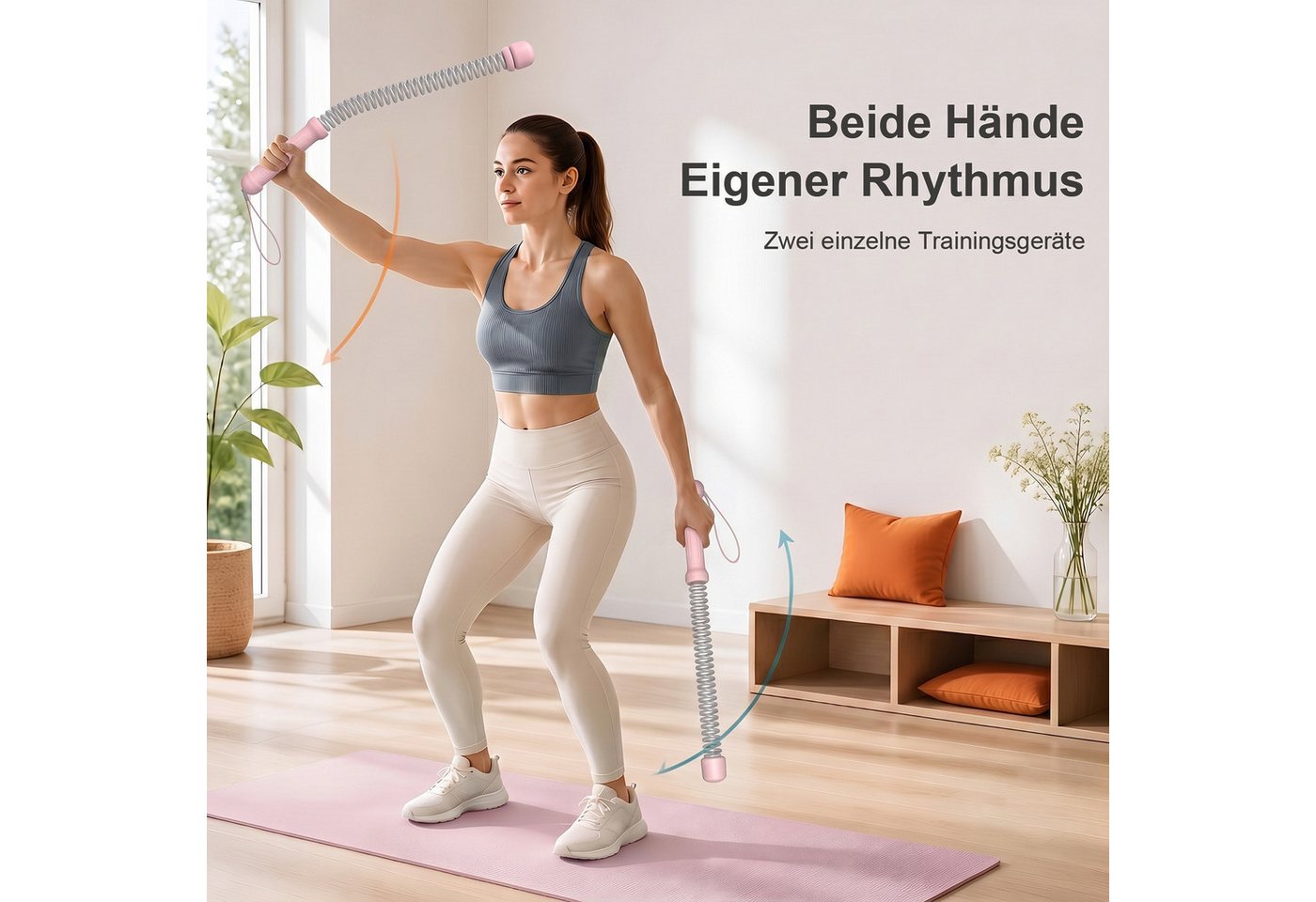SURFOU Multitrainer 2 Stück Kampfseile für das Fitnessstudio zu Hause robustes Armtrainer, (für Rumpfmuskelaufbau, HIIT und Low-Impact-Aerobic-Training, für Krafttraining, tragbare, schnurlose Kampfseile)
