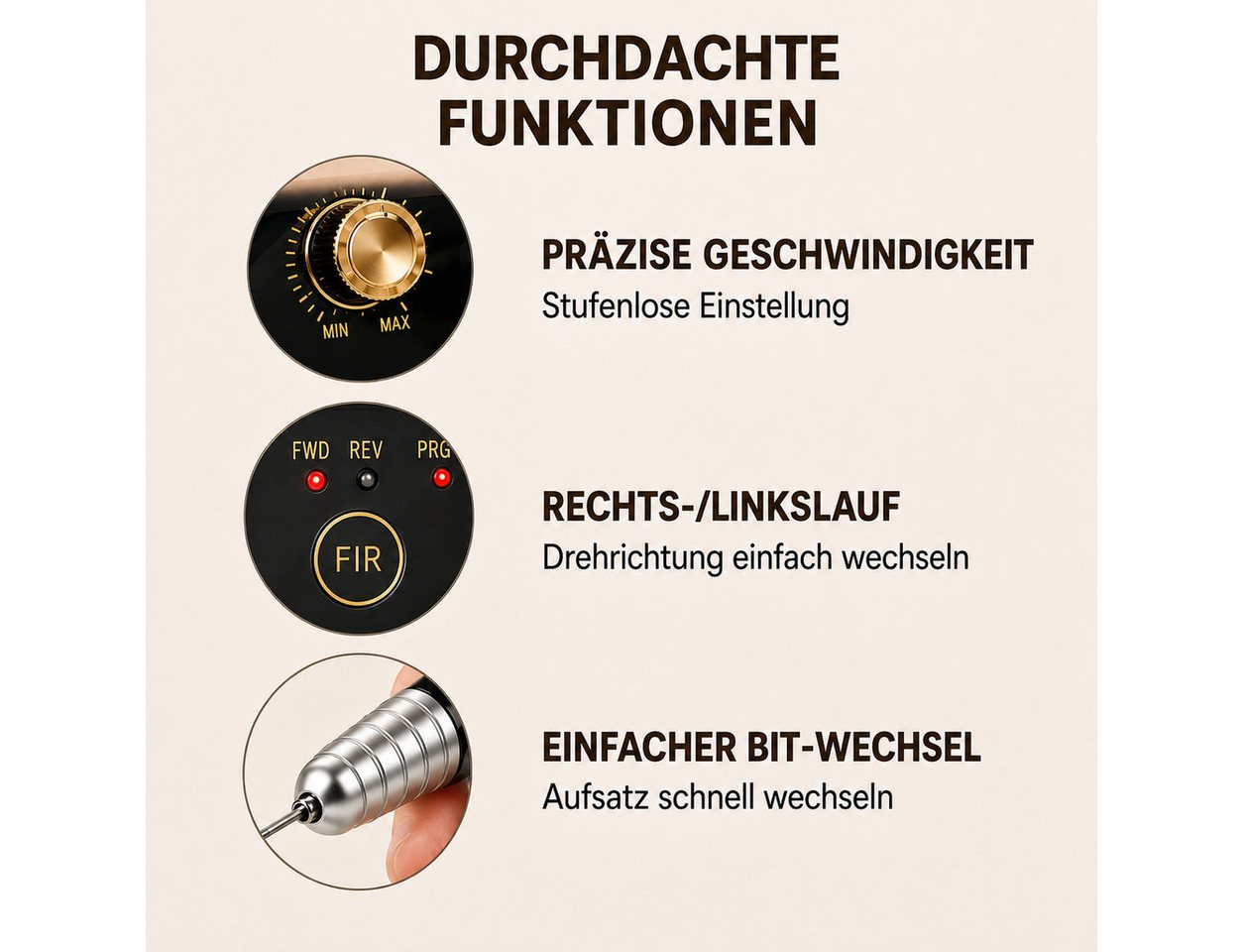 Fyrove Maniküre-Pediküre-Set Nagelfräser 35.000 U/min 65 W elektrische Nagelfeile mit Fußpedal, Nagelfräser-Set mit Fußpedal, 6 Fräseraufsätzen und 6 Schleifbändern, Rechts-/Linkslauf, 6 Bits für Gel-, Acryl- & Kunstnägel