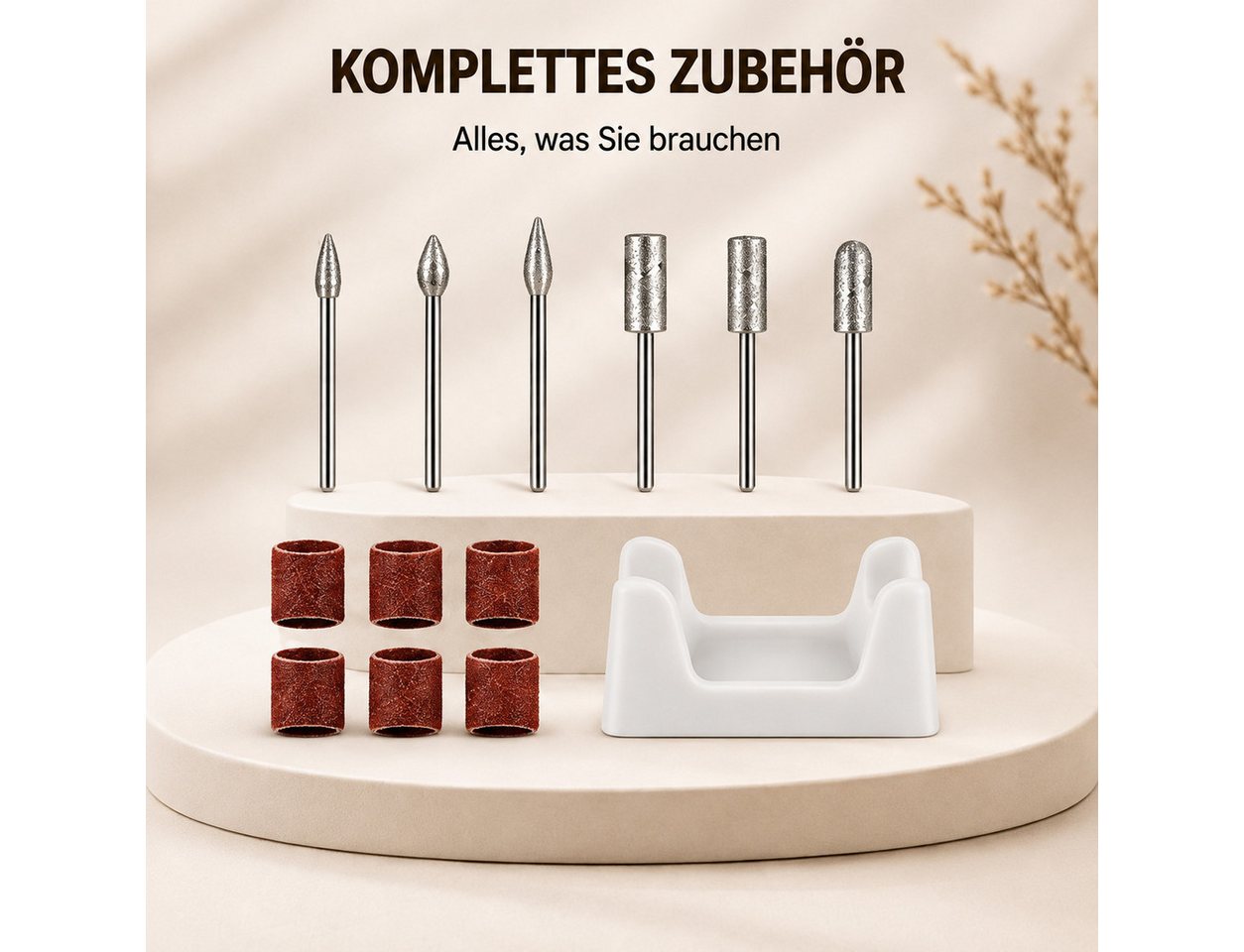 Fyrove Maniküre-Pediküre-Set Nagelfräser 35.000 U/min 65 W elektrische Nagelfeile mit Fußpedal, Nagelfräser-Set mit Fußpedal, 6 Fräseraufsätzen und 6 Schleifbändern, Rechts-/Linkslauf, 6 Bits für Gel-, Acryl- & Kunstnägel Bild 4