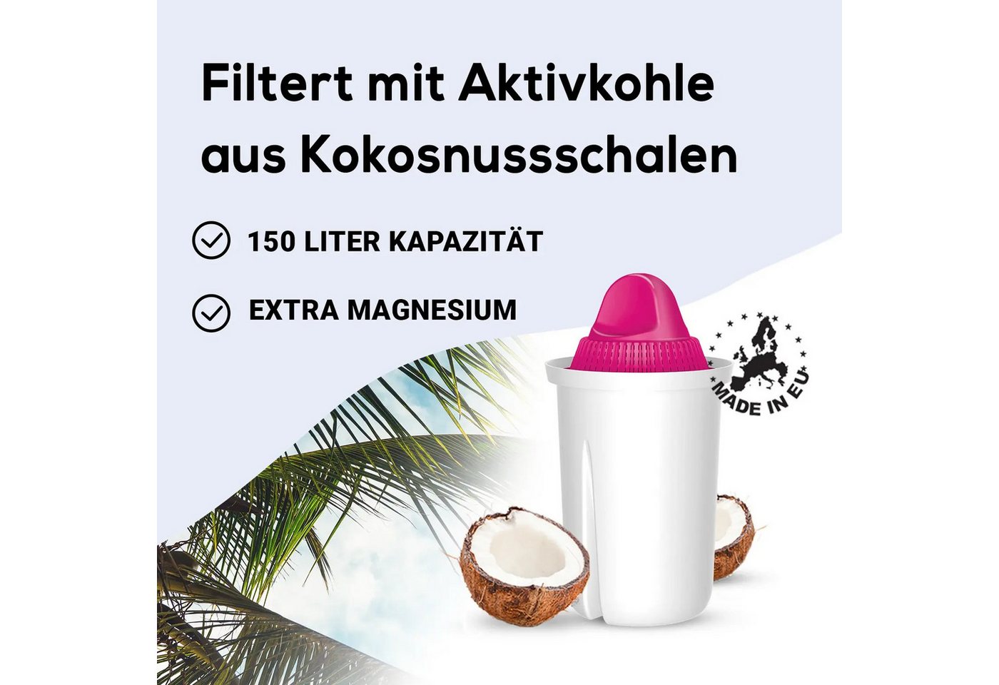 PerloPur Kalk- und Wasserfilter Classic Magnesium Filterkartuschen AquaMag Pack 12, Zubehör für Brita Classic u. PearlCo Classic