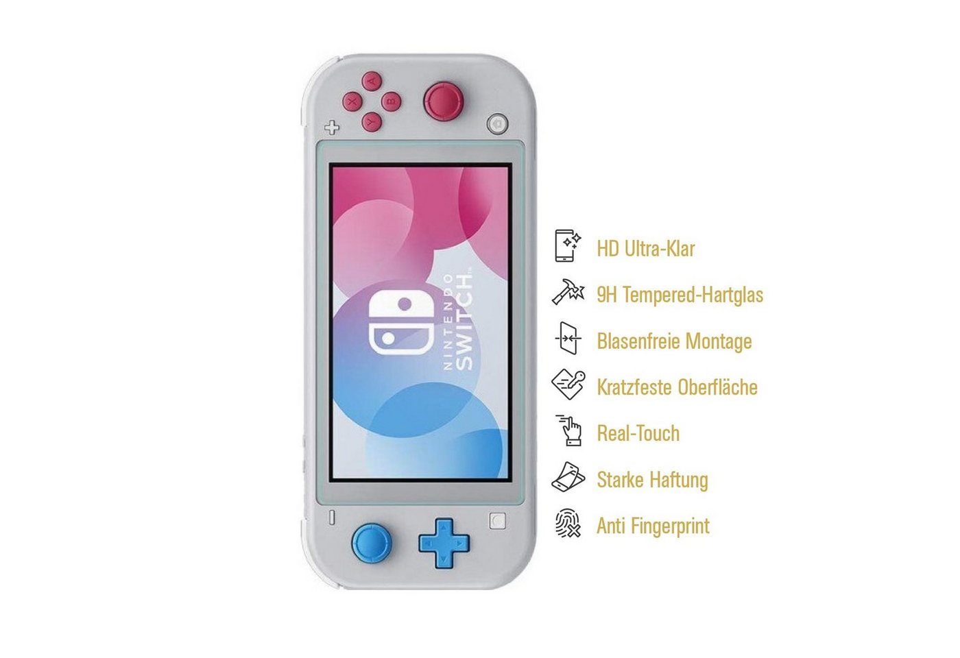 Protectorking Schutzfolie 3x 9H Panzerglas für Nintendo Switch Lite Displayschutz Schutzglas, (3-Stück), klar