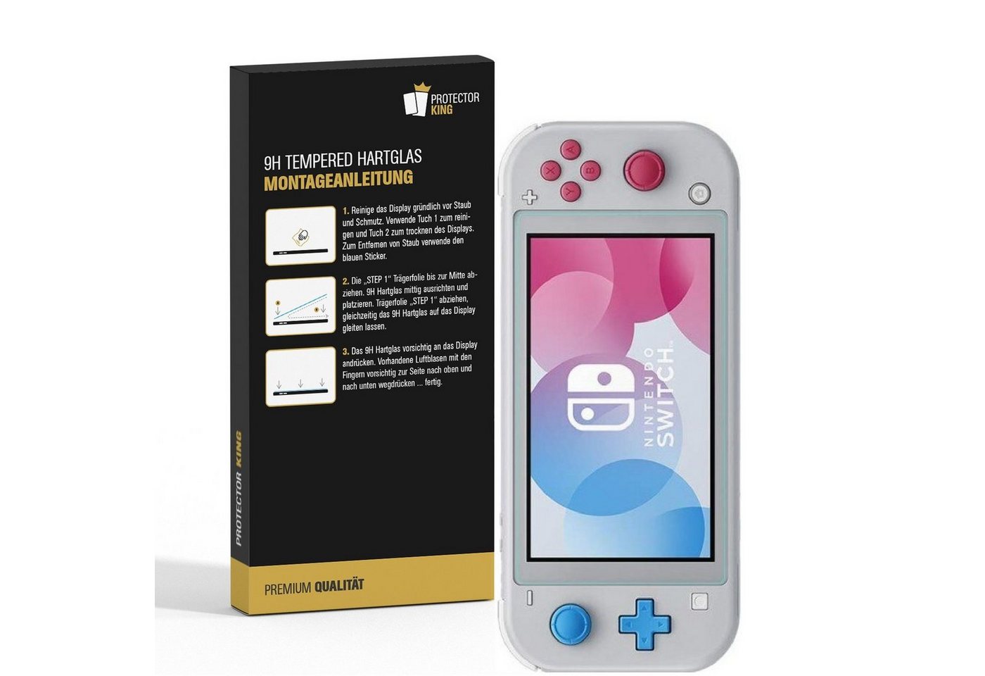 Protectorking Schutzfolie 3x 9H Panzerglas für Nintendo Switch Lite Displayschutz Schutzglas, (3-Stück), klar Bild 4