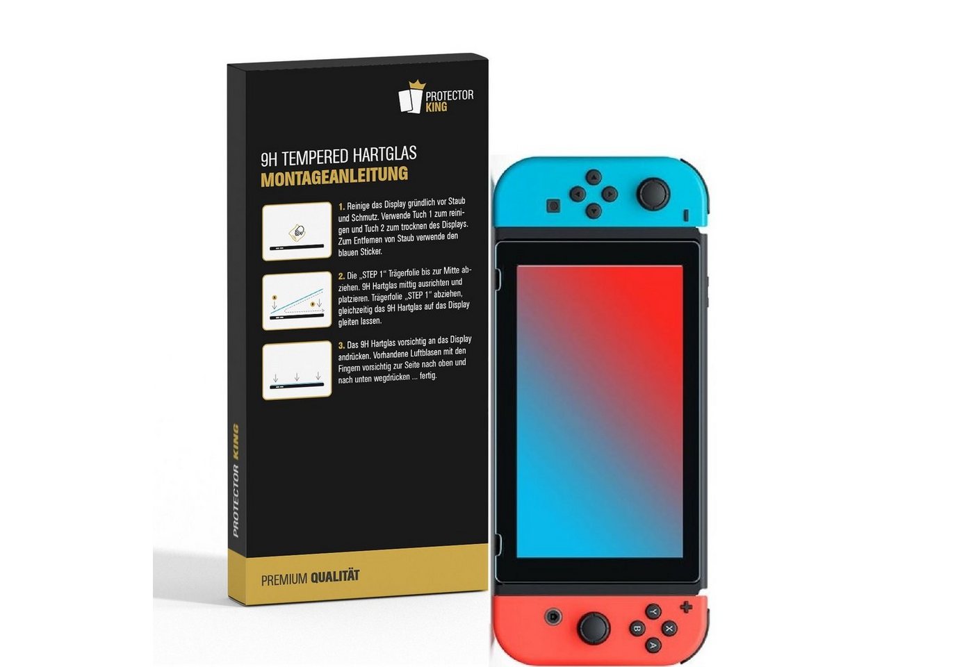 Protectorking Schutzfolie 1x 9H Panzerglas für Nintendo Switch Displayschutz Schutzglas Panzerfo, (1-Stück), klar Bild 3