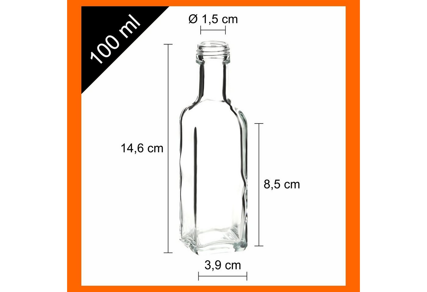 gouveo Trinkflasche Glasflaschen 100 ml Maraska mit Schraub-Deckel - Kleine Flasche 0,1l, 24er Set, transparent-goldfarben Bild 5